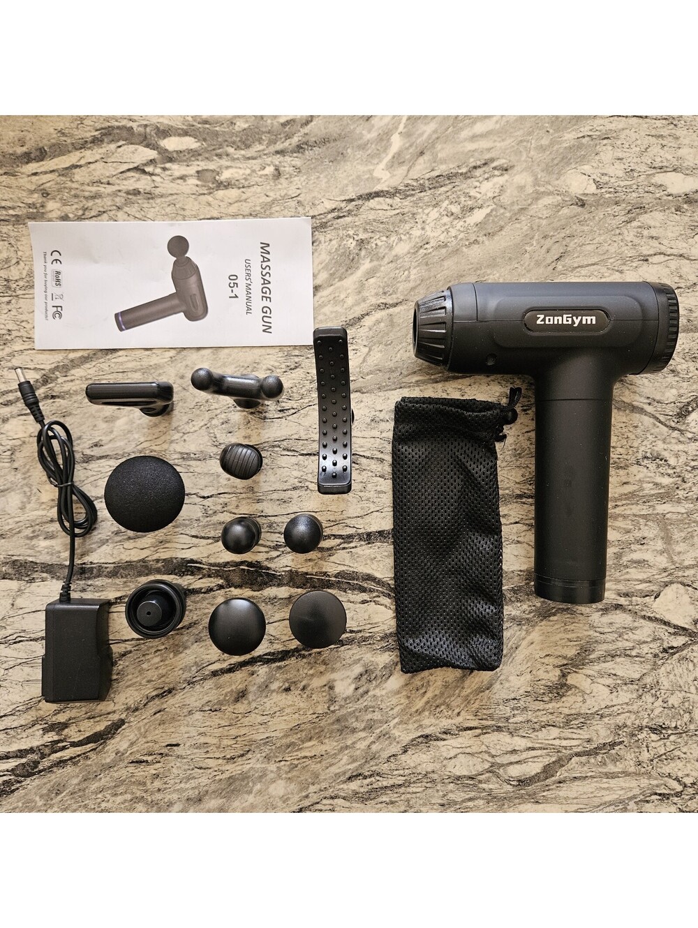 Massage Gun Deep Tissue Percussion Massager 30 Speeds 10 Heads ZonGym KZD02